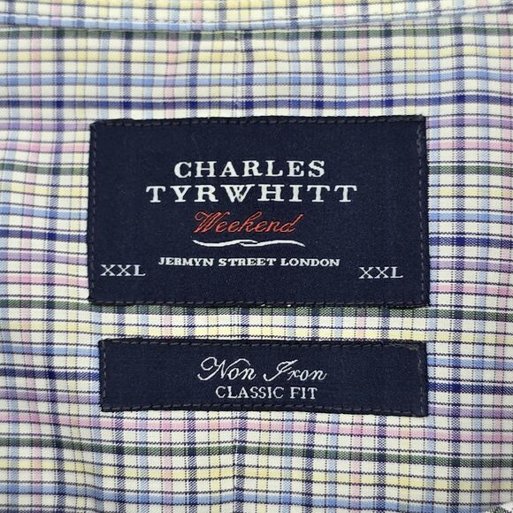 Charles Tyrwhitt Weekend Non Iron Classic Fit Pastel Plaid Shirt Men's XXL - Picture 5 of 6